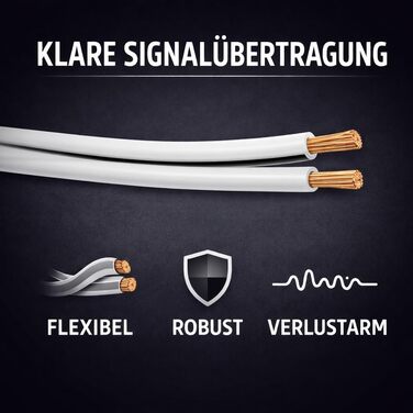 Кабель акустичний DCSk BLca 2x2.5 мм² 50м білий CCA для Hi-Fi, домашнього кінотеатру, підсилювача. Ізольований, з полярністю