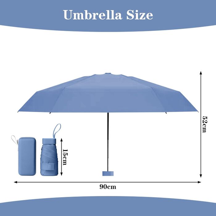 Компактний дощовий парасолька, міні-парасолька, парасолька від сонця UV, вітростійкий парасолька з капсульною ручкою, портативний парасолька для чоловіків та жінок (темно-синій)