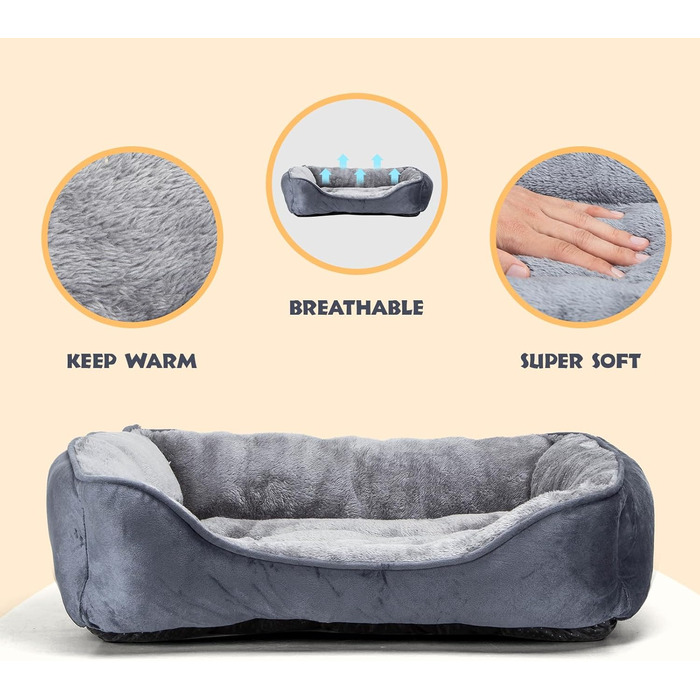 Dog Bed for Dogs 67x57cm, Non-Slip Dog Basket, Super Soft Fiber Filling, Washable Pet Bed for Small and Medium Dogs and Cats