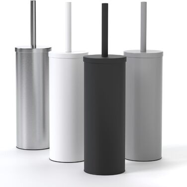 Торцева щітка для унітазу з нержавіючої сталі та силікону з дискретним тримачем - щітка для туалету з захистом від бризок, антибактеріальний тримач (чорний)