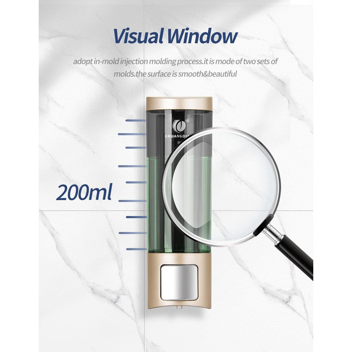 Механічний дозатор мила CHUANGDIAN для стін, 200 мл, білий (Einfach Gold)