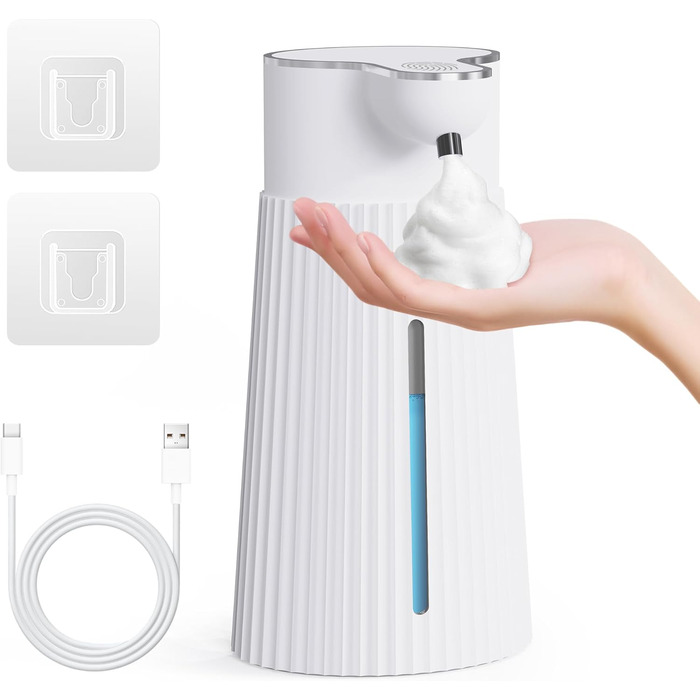 Електричний дозатор мила 400 мл з сенсором, автоматичний, настінний, 2 режими, USB, IPX6, білий