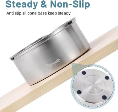 Миска для собак без облизування, нержавіюча сталь, миска для пиття собак Anti-Schlabber, неслизька та витокостійка миска для собак, маленьких та середніх собак (3L+1L)