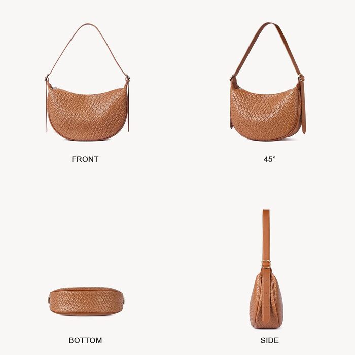 Сумка жіноча BOSTANTEN велика шопер з екошкіри, чорна/коричнева, на плече, елегантна сумка-хобо