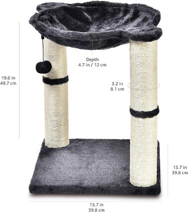 Amazon Basics Cat Scratching Post with House, Hammock, Bed, and Scratching Post, 41 x 51 x 41 cm, gray