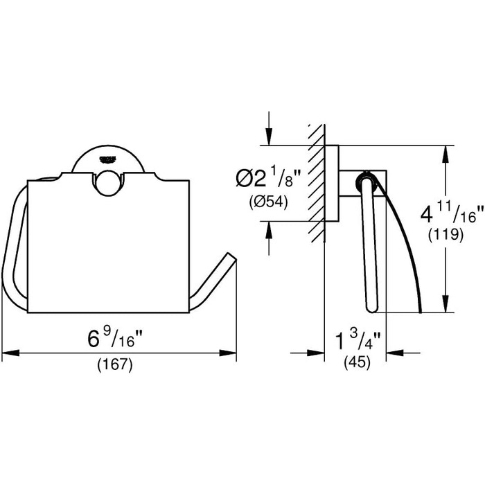 GROHE Essentials Toilet Paper Holder - No Drill Mounting, Adhesive, Brushed Warm Sunset Finish