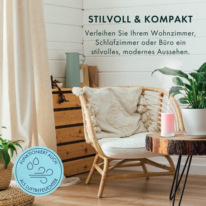 Ультразвуковий аромадифузор The Body Source - зволожувач повітря з 7 кольорами LED-підсвічуванням та таймером. Електрична аромалампа для ефірних олій. Ароматерапія для дому, офісу, спа. Об'єм 100 мл