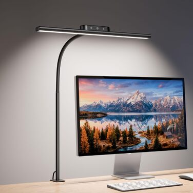 LED Настільна лампа Lepro 11W з кліпсою, диммер, 5 режимів яскравості та колірної температури, гнучкий регульований світильник для дому та офісу, чорна