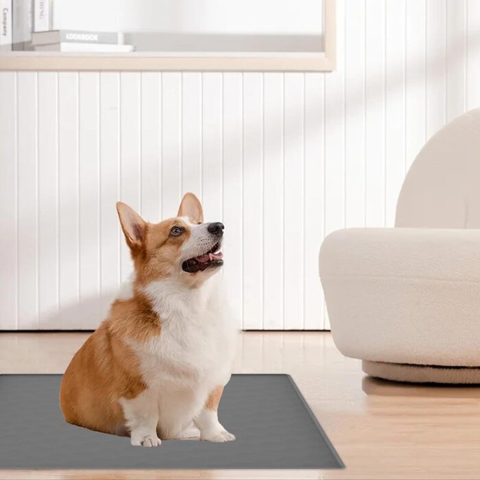 Килимок для годування собак, вологостійкий килимок під миску для тварин, великий силіконовий килимок 50 x 60 см з бортиком, захист від бруду, килимок для цуценят