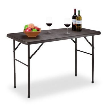 Relaxdays Square Garden Table, Wood-Look