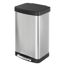 Відро для сміття WLIVE з нержавіючої сталі, 55L, з м'яким закриттям, для кухні, спальні, офісу, срібний