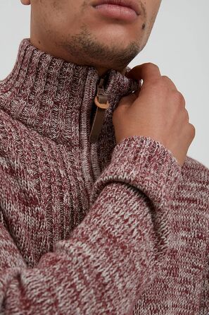 Чоловічий кардиган SDPomeroy з грубого в'язання, з високим коміром, на блискавці, 100% бавовна, Regular fit (3XL, Бордово-червоний)