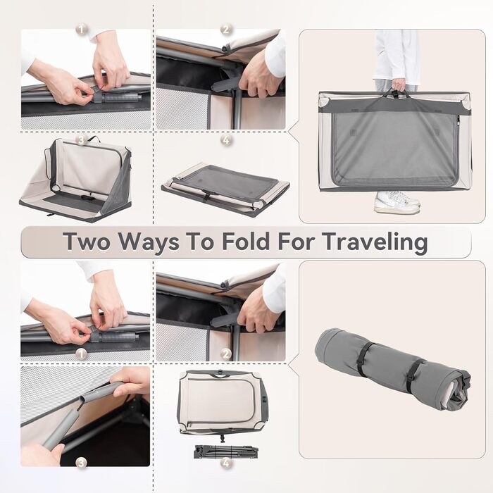 Складана переносна собача будка для великих собак, сірого кольору, XL, з алюмінієвим каркасом