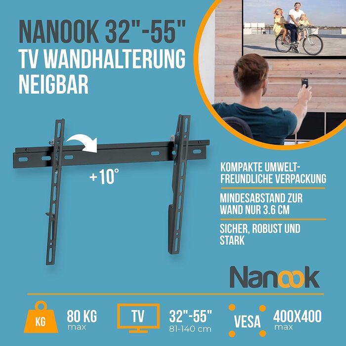 Настінне кріплення для телевізора Nanook Flat/Tilt 32-55