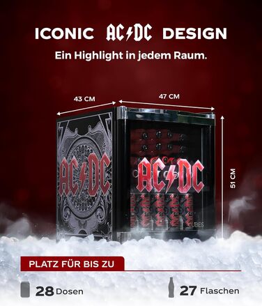 Міні-холодильник AC/DC CUBES 48 л з скляними дверцятами та змінним напрямком відкривання | Тихий та енергоефективний (39 дБ) | Ідеально підходить для бару, офісу та геймінгу | Культовий дизайн для шанувальників року