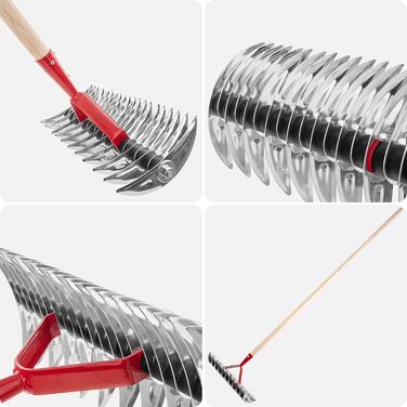 KADAX Scarifier, manual verticutter for garden, lawn, moss, metal garden accessories, cutting rake, cultivator, lawn aerator, hand verticutter (double-sided, with handle)