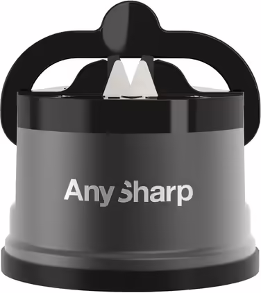 Механічна точилка для ножів AnySharp Pro, метал, PowerGrip, для всіх кухонних ножів, підходить для загартованої сталі та з хвилястою кромкою, світова якість, колір гангметал