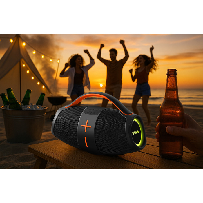 Bluetooth-колонка Defender BEATBOX 24, 25 Вт, MP3, AUX, SD, USB, TWS, LED, чорна