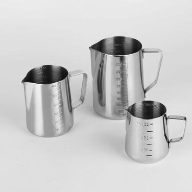 CURTA Milk Can, Milk Frothing Pitcher, Milk Foaming for Art, Silver Milk Pitcher, 900 Stainless Steel Milk Pitcher