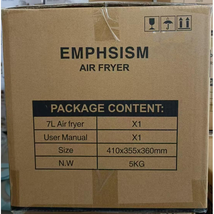 Аерофритюрниця Emphsism XXL 7 л, 1700 Вт з оглядовим вікном, LED-екраном, 10 програмами, без жиру, підсвітка, функція розігріву