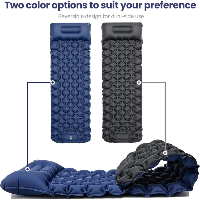 Саморозгортальний килимок Isomatte 8 см, Ultraleicht з подушкою та насосом для ніг, 198 x 68 см, портативний, компактний, для кемпінгу, подорожей, піших прогулянок