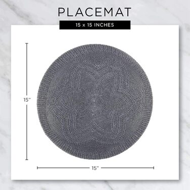 DII PVC Tablecloth Collection - Woven for Indoors and Outdoors, Polyvinyl Chloride, Nautical Blue, Round Placemat Set, 13.75