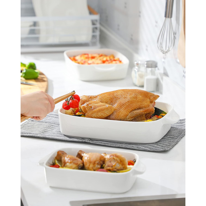 Форма для запікання MALACASA Bake (набір 3 шт.): 26 см, 31 см, 36 см - Біла кераміка для духовки