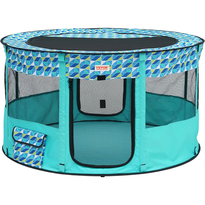 Клітка для цуценят VEVOR, розкладний вольєр для собак, 914 x 914 x 584 мм, 600D Oxford, для малих та середніх тварин (Блакитний)