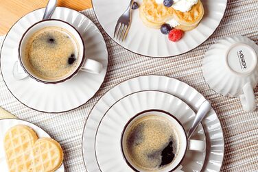 MÄSER Osita: Ретро кавовий сервіс на 6 осіб (18 предметів), кремовий білий, кераміка