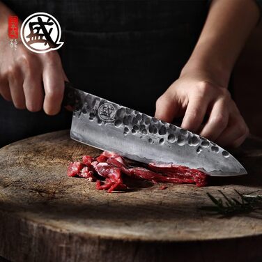 Японський кухонний ніж Mitsumoto Sakari Gyuto 22 см, ручне кування, високовуглецева сталь, дерев'яна ручка, подарункова коробка