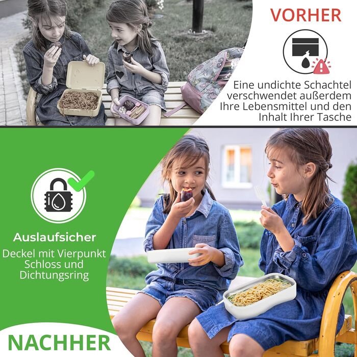 Ланчбокс преміум для дорослих та дітей: сталевий ланчбокс з відділеннями, блідо-рожевий