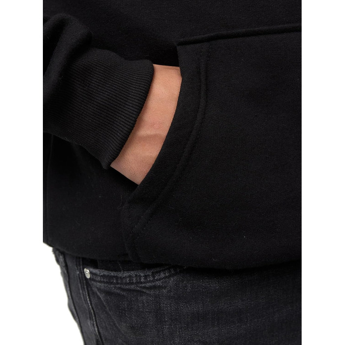 Чоловіча толстовка на блискавці Smith & Solo – Спортивний худі Slim Fit з капюшоном, чорний, розмір L, високоякісна бавовняна суміш
