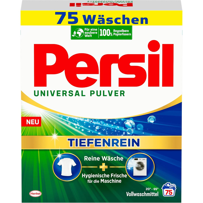 Пральний порошок Persil Universal Tiefenrein для пральних машин, універсальний засіб для глибокого очищення та гігієнічної свіжості, 75 прань