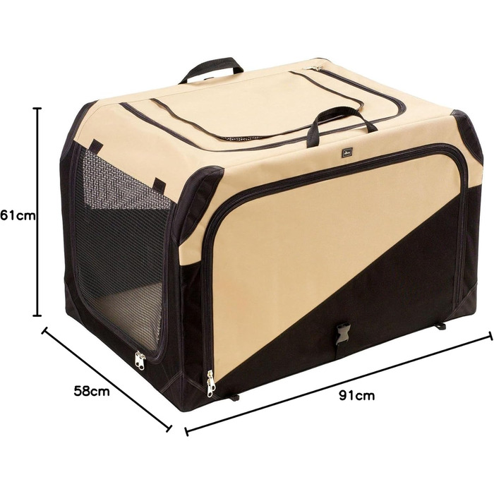 HUNTER Складана переносна будка для собак, M (бежева), 91x58x61 см