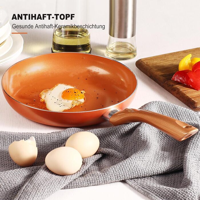 Набір кухонного посуду з антипригарним покриттям, 11 предметів: каструлі, сковорідки, сотейник. Підходить для духовки та гриля (до 177°C). Кухонний набір, для дому, безпечний для миття в посудомийній машині. CW11-CP 11