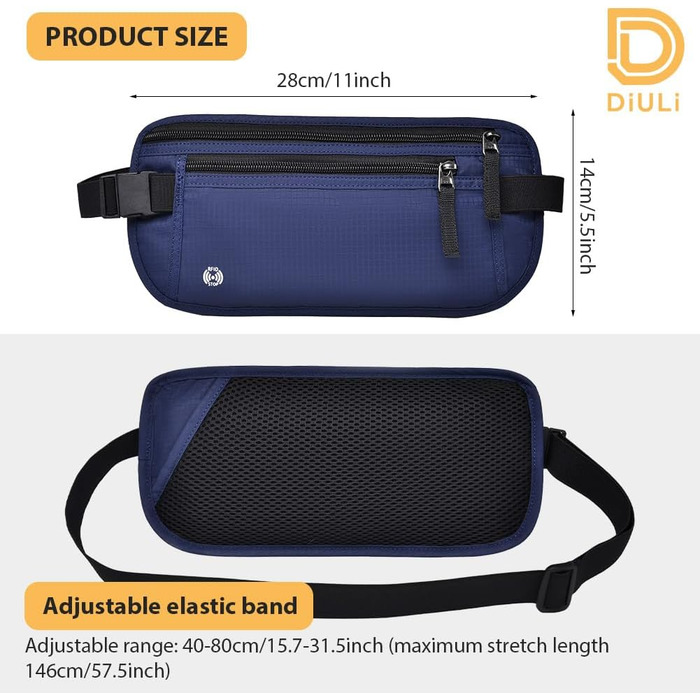 Чоловіча/Жіноча поясна сумка DiULi, чорна/темно-синя, для спорту, подорожей та активного відпочинку
