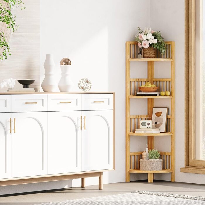 Бамбукова етажерка Dripex з 3 полицями, підлогова, 89x30x30 см, стелаж для ванної, кухні, вітальні, спальні