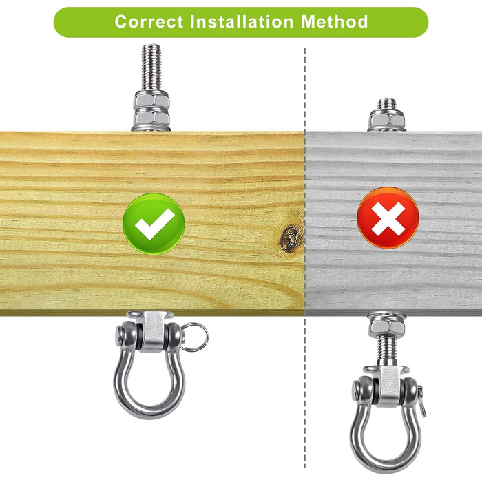 BeneLabel 4-Piece Swivel Hook Bearing, Hammock Attachment for Wooden Beams, M10 Heavy-Duty Hanging Chair Suspension, Concrete Ceiling, 245mm Stainless Steel Swivel, Punching Bag Ceiling Bracket, Screw-in Eye Bolts, Up to 680kg