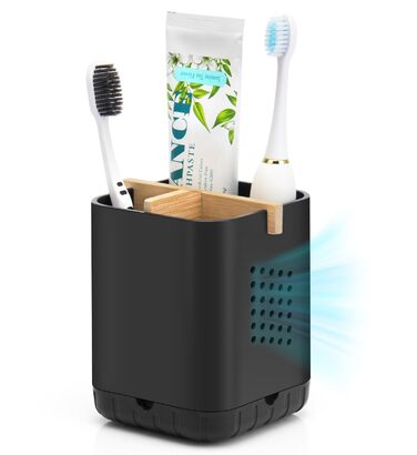 Тримач для електричної зубної щітки з підставкою для насадок, органайзер для ванної кімнати, чорний