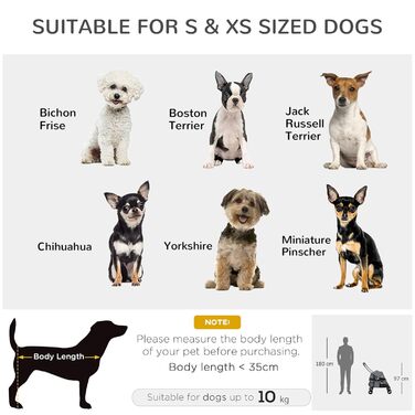 Дитяча візок для собак PawHut, сірий та чорний, 82x47x97 см, з регульованим дахом, кишенею та повідками