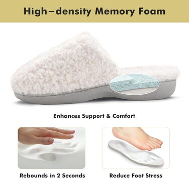 Тапочки жіночі YOLIS Flauschig, м'які, з підтримкою склепіння стопи, з піною Memory Foam, теплі та зручні для дому та вулиці (40/41 EU, білий)