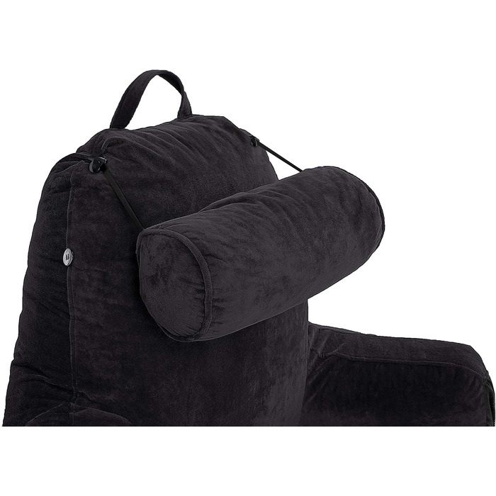 Подушка для чоловіків з підлокітниками - чорна, преміум-якість, з піною з пам'яті, знімний валик для шиї | Black