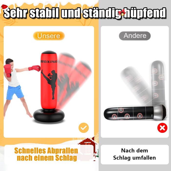 Дитячий боксерський мішок XBEN 170см, надувний, для карате, таеквондо, MMA, червоний