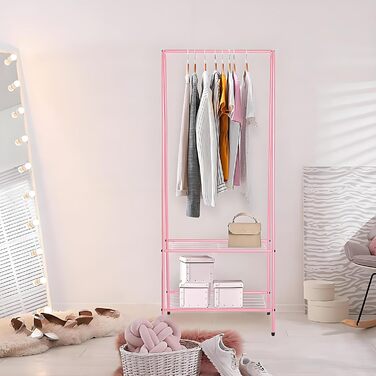 Стійка для одягу з роликами, рожева – міцна стійка для зберігання одягу