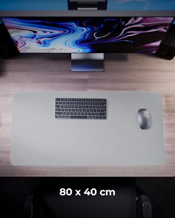 Підкладка для столу MYMIND® 80x40 см - XXL килимок для миші з преміум-шкіри PU - водонепроникна підкладка для дому/офісу - сірий колір