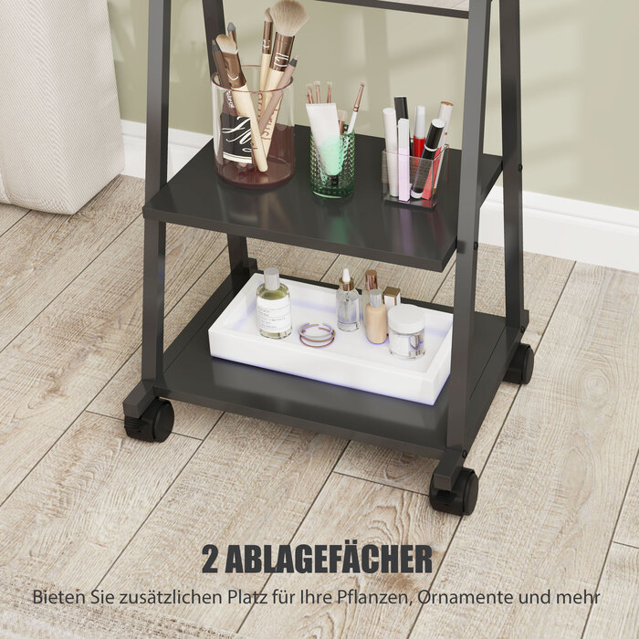 HOMCOM Full Length Mirror, 42 x 155 cm Standing Mirror with Shelf, Standing Mirror with Wheels, Floor Mirror for Bedroom, Living Room, Black | Aosom