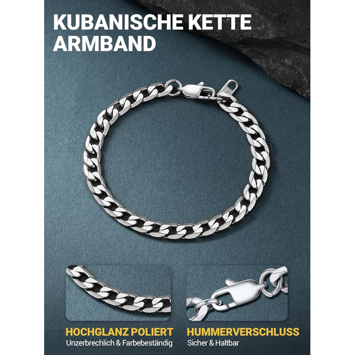 Чоловічий браслет-ланцюг PROSTEEL з нержавіючої сталі, класичний панцирний стиль, сріблястий, 19 см, ширина 6 мм