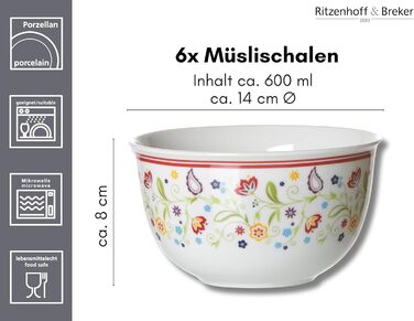 Ritzenhoff & Breker Doppio Shanti 30-Piece Porcelain Dinnerware Set (Muesli Bowls)