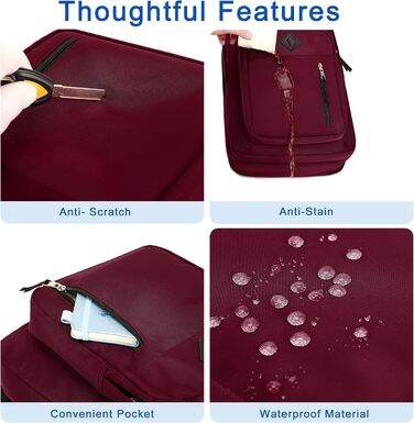 Рюкзак для ноутбука 15.6 дюймів (39,6 см), антикрадійний, для подорожей, роботи, навчання (червоний)