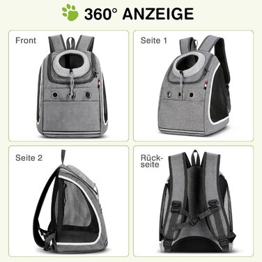 Рюкзак-переноска для собак та котів ALLSOPETS: зручний та дихаючий рюкзак для подорожей з великими котами та маленькими собаками (Світло-сірий)